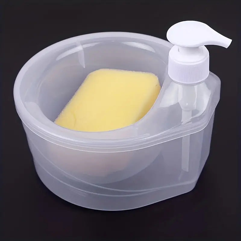 2 in 1 Liquid soap Dispenser with Pump and Free Sponge