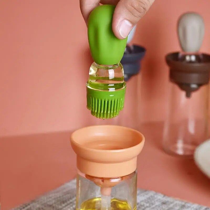 Leak Proof Glass Oil Dispenser with Silicone Brush