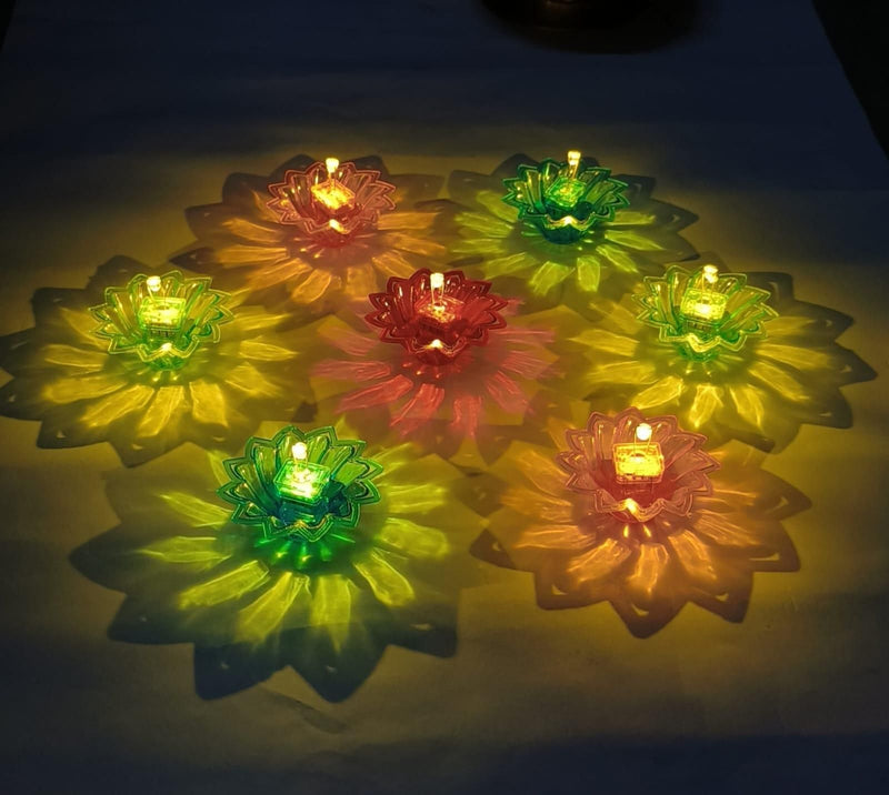 Water Sensor Diya - E-Diya Warm Orange Ambient Lights Led Candle Diyas for Diwali Decoration Home 6/12/24